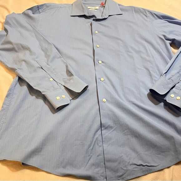 Men’s Calvin Klein Button Up Long Sleeve Shirt Slim Fit SZ 17 1/2 36/37 - Picture 1 of 5